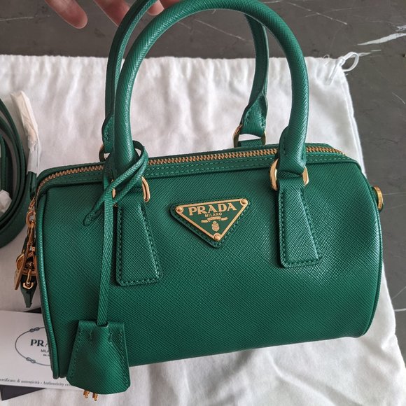 Saffiano Leather Tote in Green - Prada